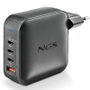 NGS Cargador de Pared GaN 165W con 4 Puertos (3xUSB-C + 1xUSB-A) Negro BUD165W